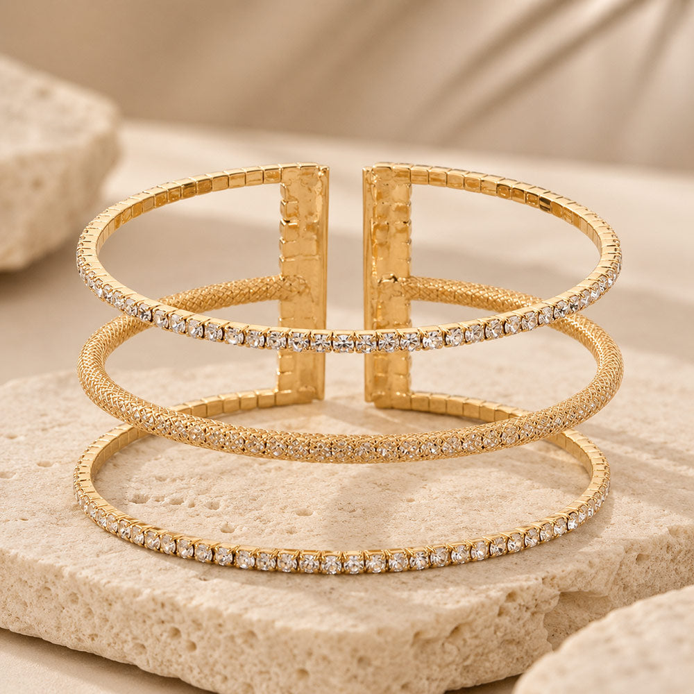Madeline Love Gold Rhinestone Paved Split Cuff Bracelet
