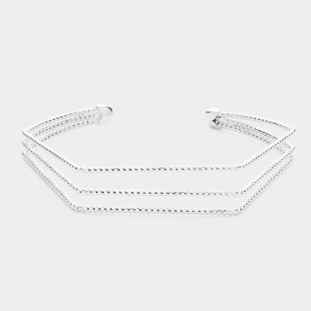 Madeline Love Rhodium Angled Split Metal Cuff Bracelet - Bracelets