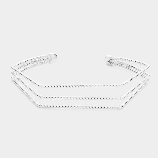 Madeline Love Rhodium Angled Split Metal Cuff Bracelet - Bracelets