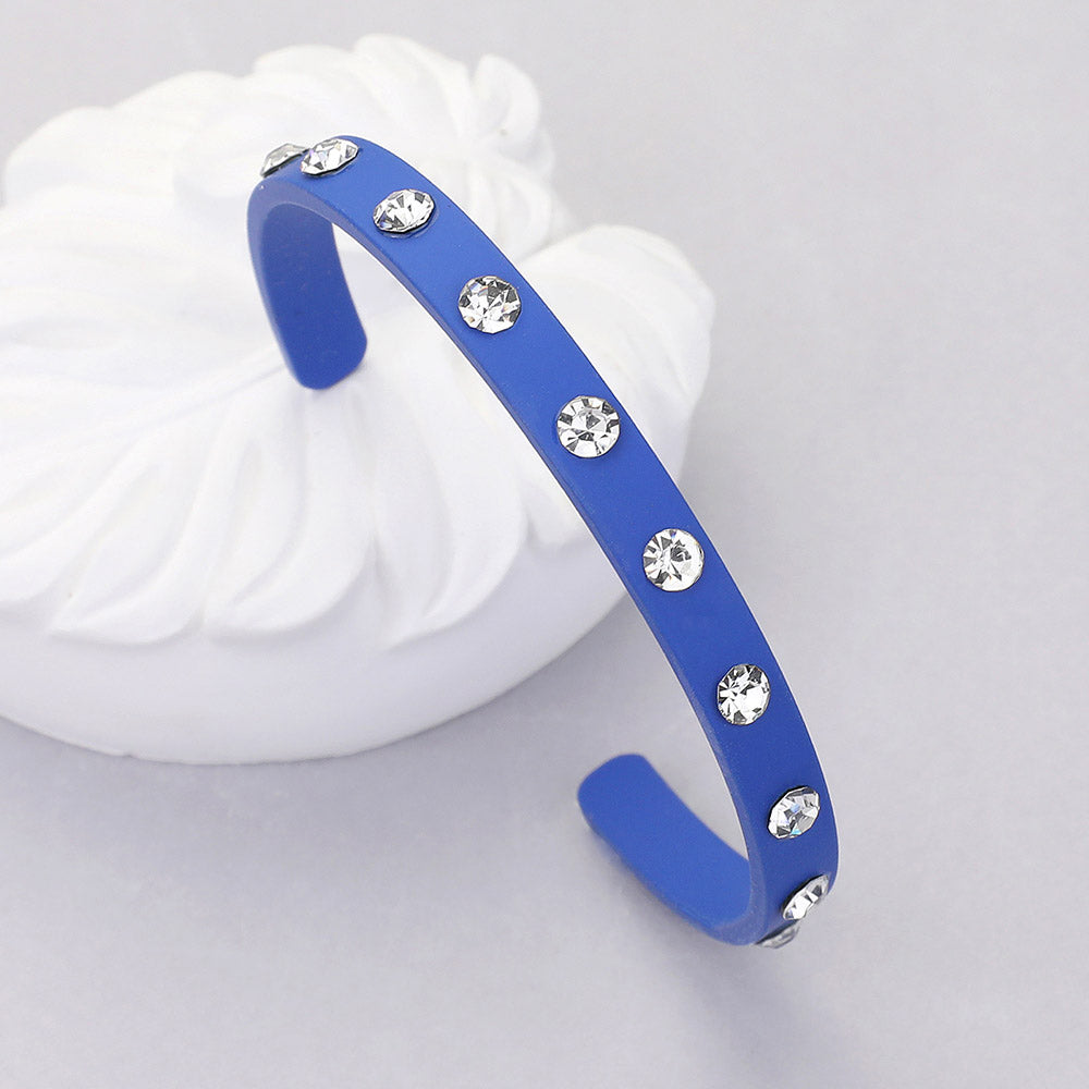 Madeline Love Blue Round Stone Embellished Colored Cuff Bracelet - Bracelets