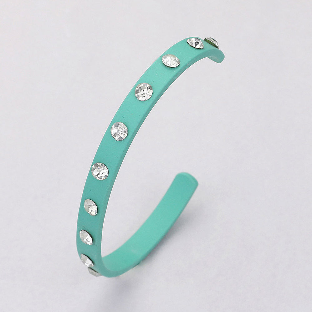 Madeline Love Mint Round Stone Embellished Colored Cuff Bracelet - Bracelets
