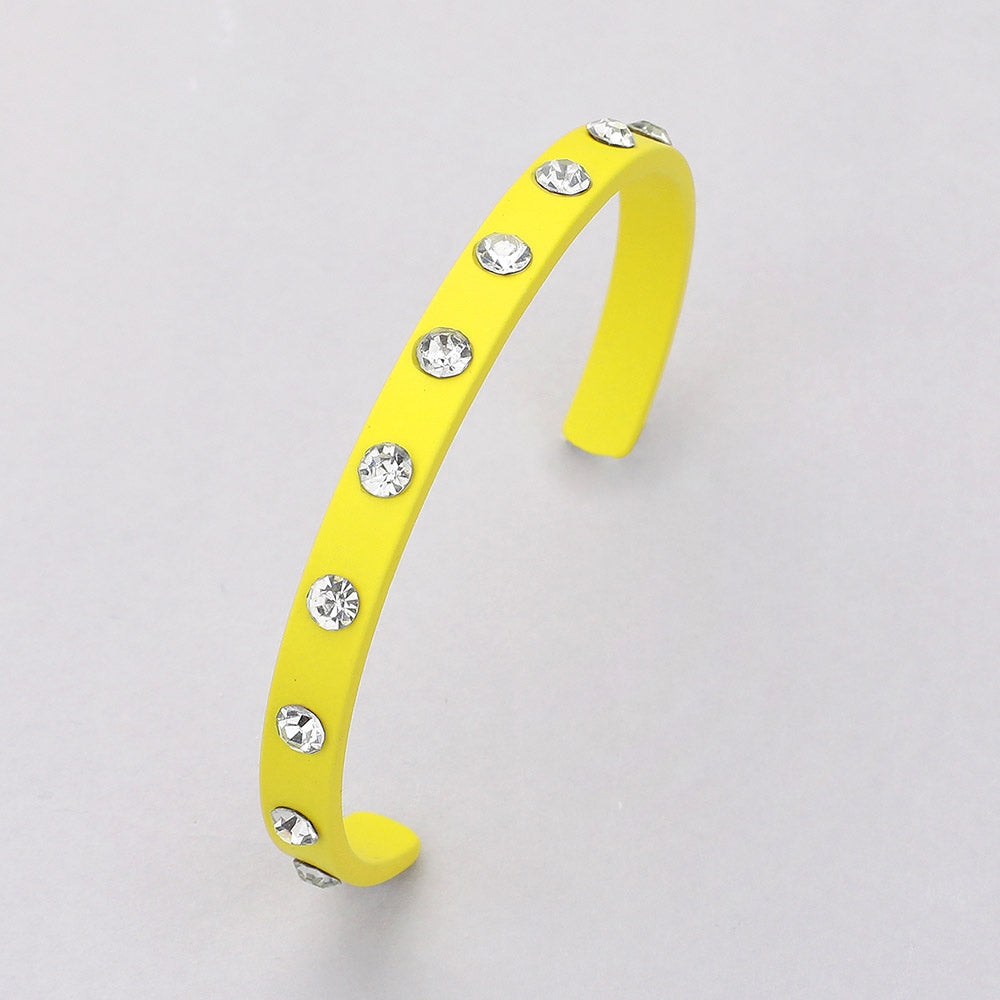 Madeline Love Yellow Round Stone Embellished Colored Cuff Bracelet - Bracelets