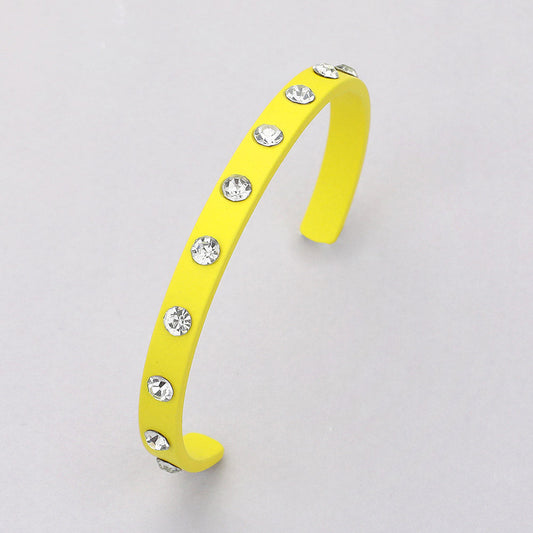 Madeline Love Yellow Round Stone Embellished Colored Cuff Bracelet - Bracelets