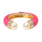Madeline Love Fuchsia, Gold Gold Plated Pearl Tip Enamel Hinged Cuff Bracelet - Bracelets - extra