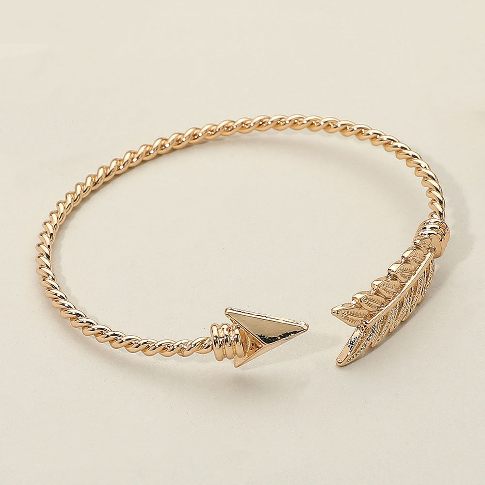Madeline Love Gold Feathered Arrow Twisted Wire Cuff Bracelet - Bracelets