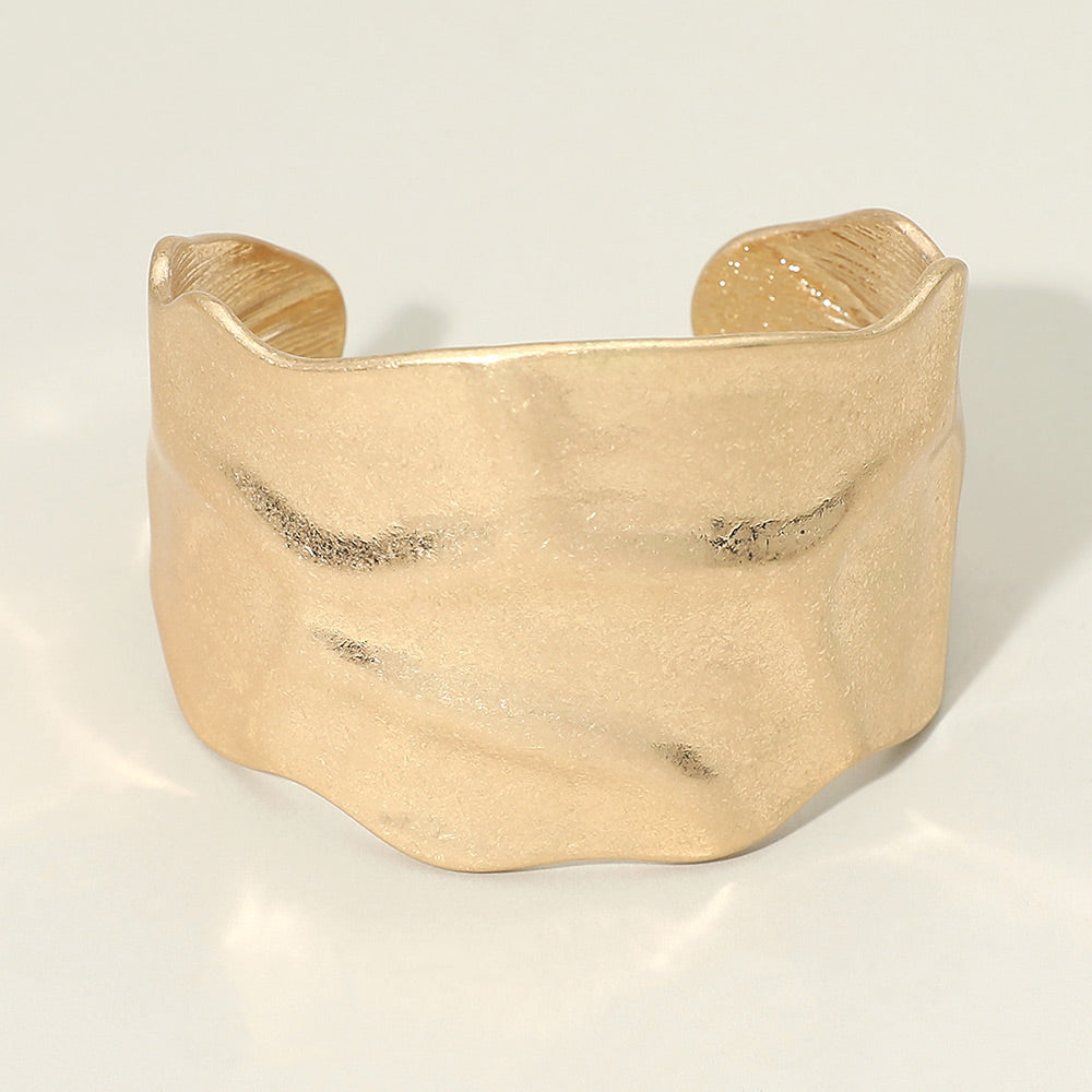 Madeline Love Worn Gold Wide Textured Metal Cuff Bracelet - Bracelets