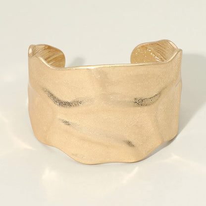 Madeline Love Worn Gold Wide Textured Metal Cuff Bracelet - Bracelets