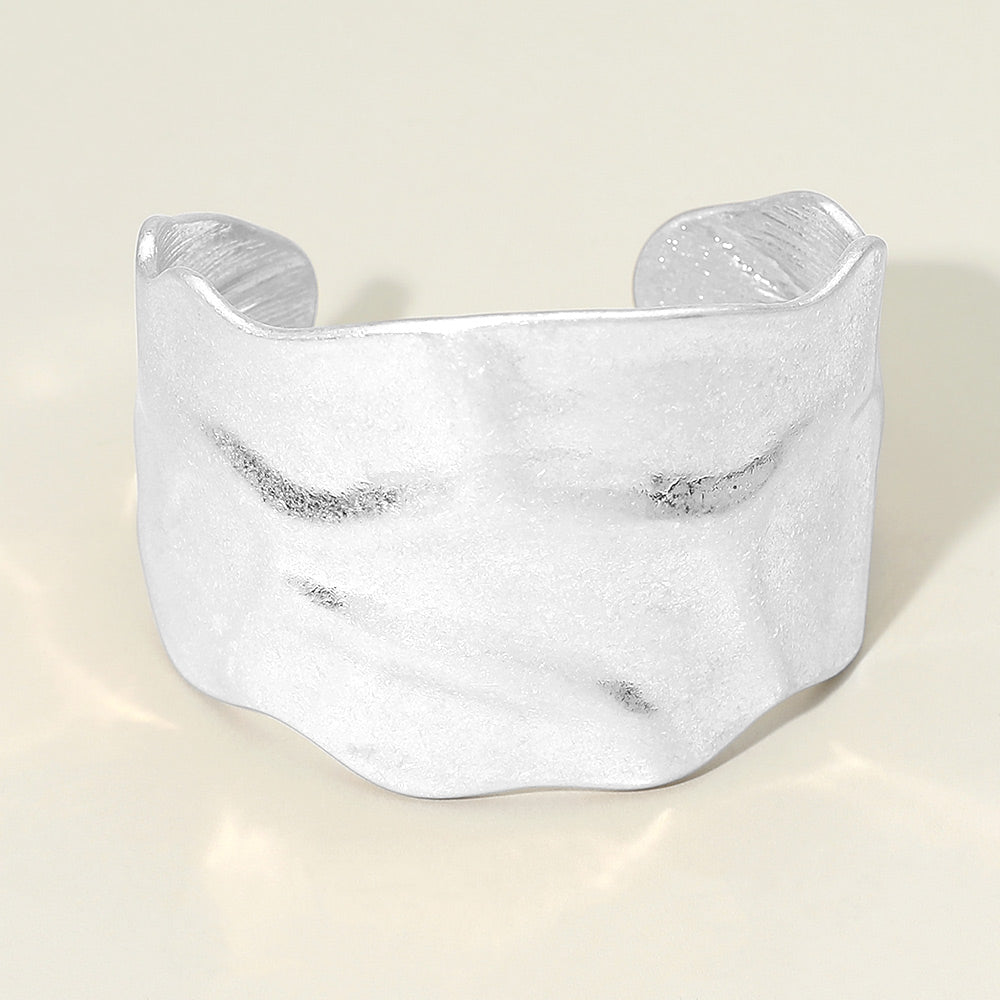 Madeline Love Worn Silver Wide Textured Metal Cuff Bracelet - Bracelets