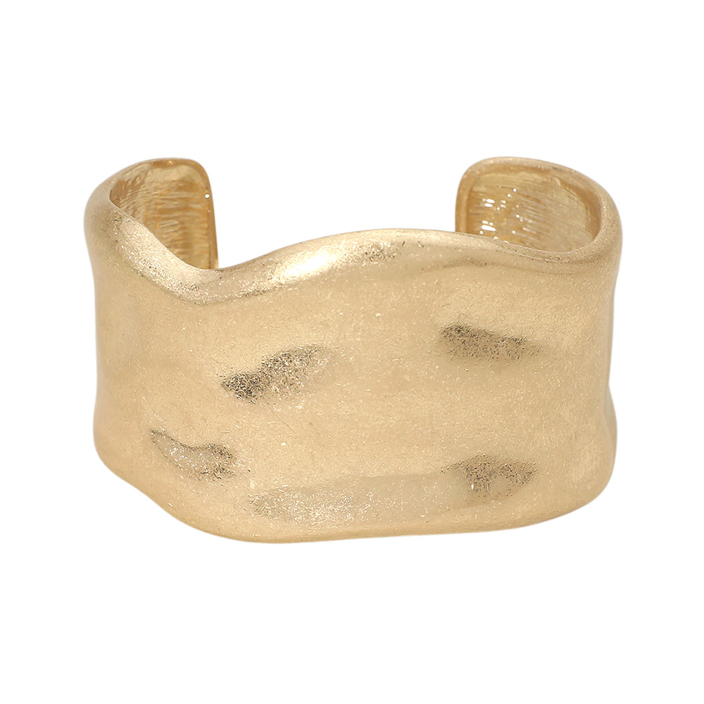 Madeline Love Worn Gold Wide Hammered Metal Cuff Bracelet - Bracelets - extra