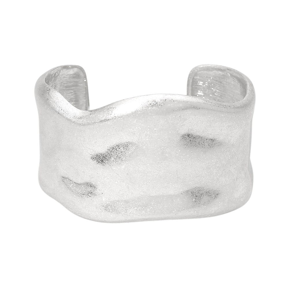 Madeline Love Worn Silver Wide Hammered Metal Cuff Bracelet - Bracelets - desc