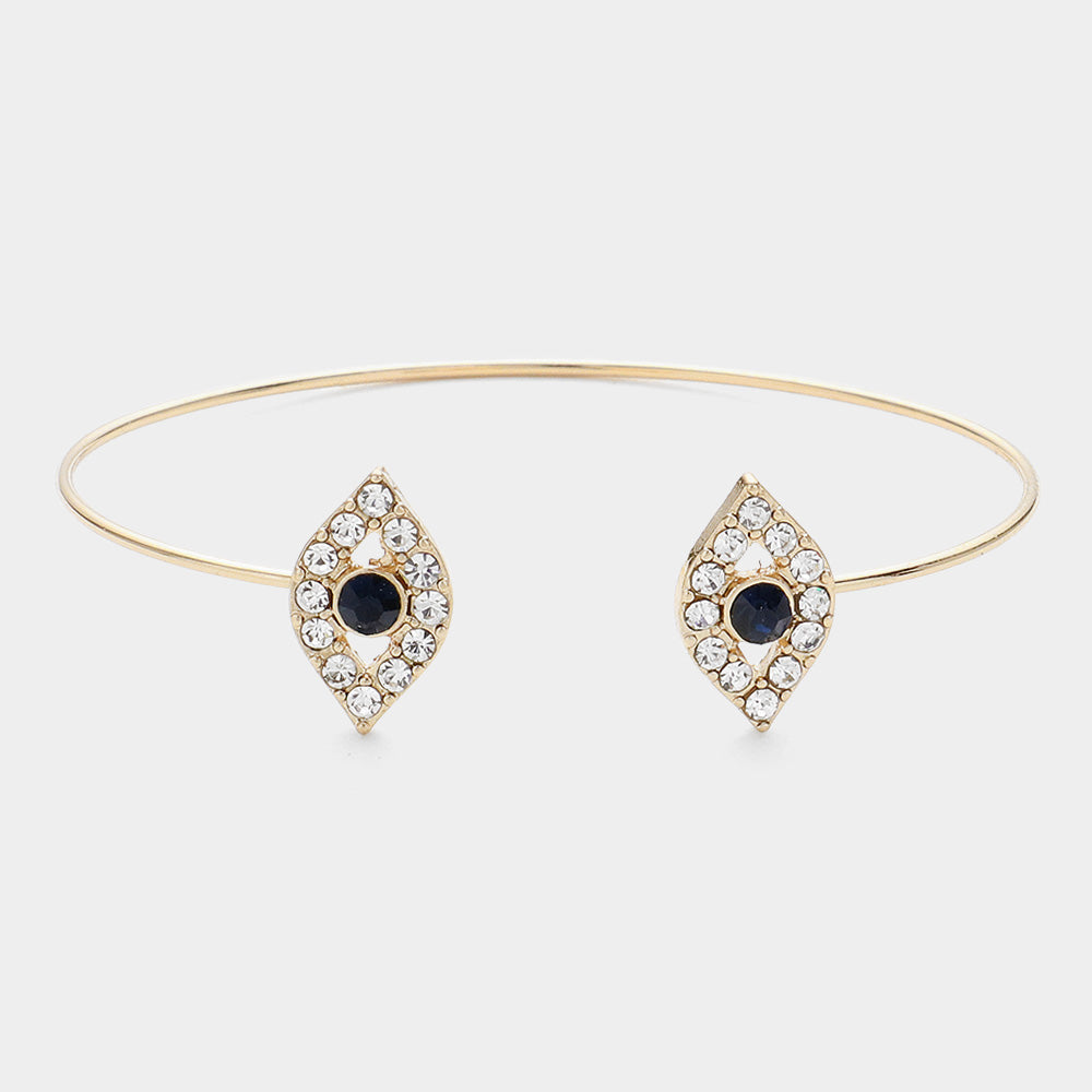 Madeline Love Gold, Montana Blue Stone Double Evil Eye Cuff Bracelet - Bracelets