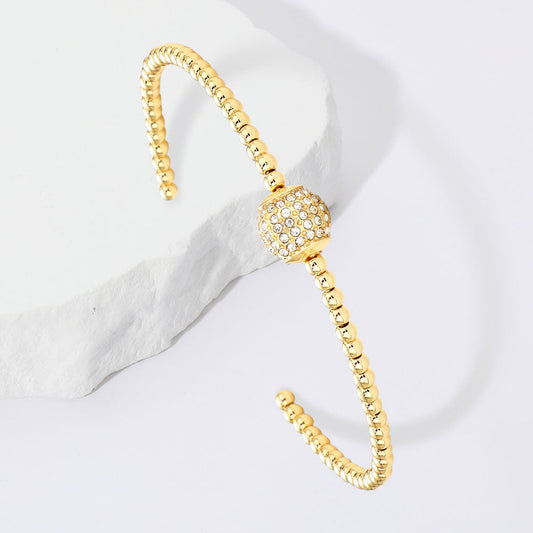 Madeline Love Gold Stone Embellished Ball Cuff Bracelet