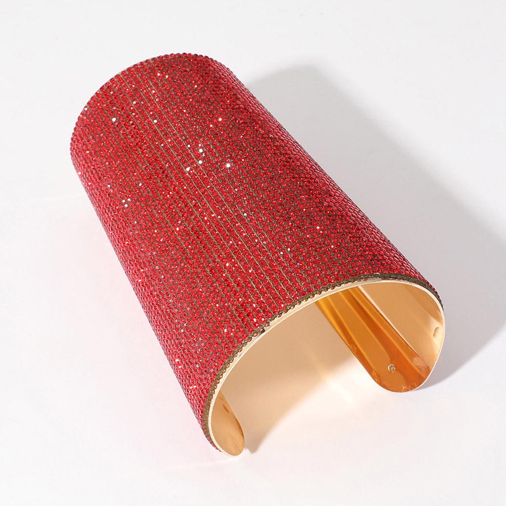 Madeline Love Gold, Siam Wide Rhinestone Paved Arm Cuff Bracelet - Body Jewelry