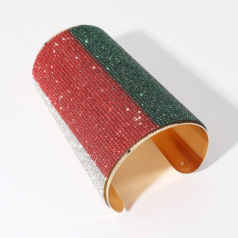 Madeline Love Multi Wide Color Block Rhinestone Paved Arm Cuff Bracelet - Body Jewelry