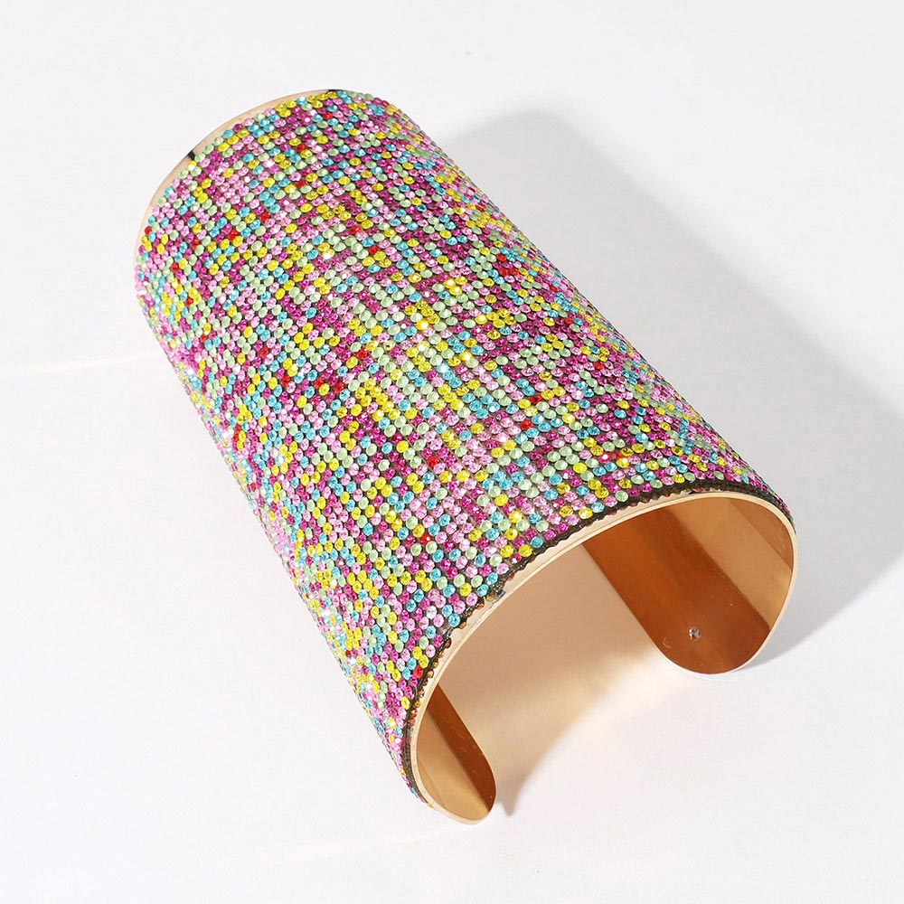 Madeline Love Gold, Multi Wide Rhinestone Paved Arm Cuff Bracelet - Body Jewelry