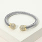 Madeline Love Two Tone CZ Pave Ball Tip Twisted Cable Cuff Bracelet - Beauty & Cosmetics