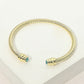 Madeline Love Aqua, Gold 14K Gold Plated CZ Stone Tip Twisted Cable Cuff Bracelet - Hair Accessories