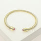 Madeline Love Gold, Pink 14K Gold Plated CZ Stone Tip Twisted Cable Cuff Bracelet - Hair Accessories