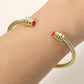 Madeline Love Gold, Red 14K Gold Plated CZ Stone Tip Twisted Cable Cuff Bracelet - Hair Accessories