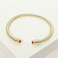 Madeline Love Gold, Red 14K Gold Plated CZ Stone Tip Twisted Cable Cuff Bracelet - Hair Accessories - extra