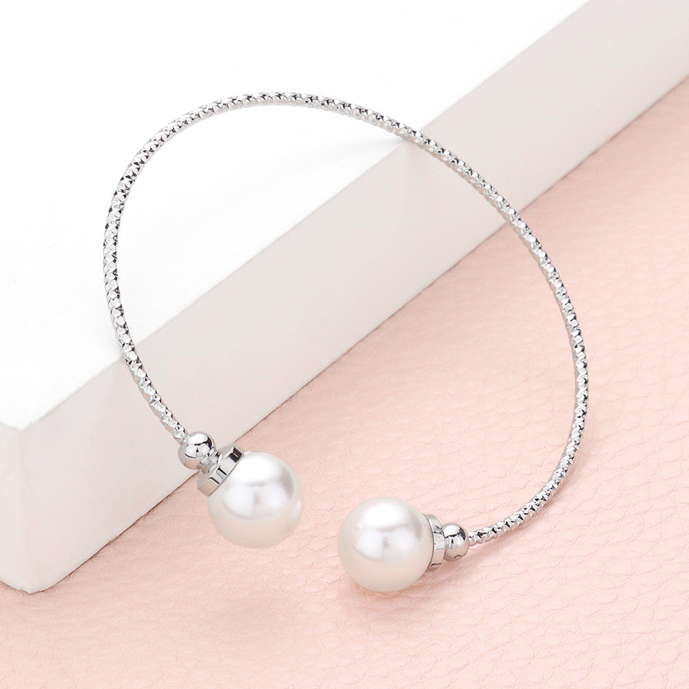 Madeline Love White Pearl Tip Cuff Bracelet - Bracelets