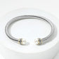 Madeline Love Two Tone 14K Gold Plated Pearl Tip Two Tone Twisted Metal Cuff Bracelet - Hair Accessories - extra