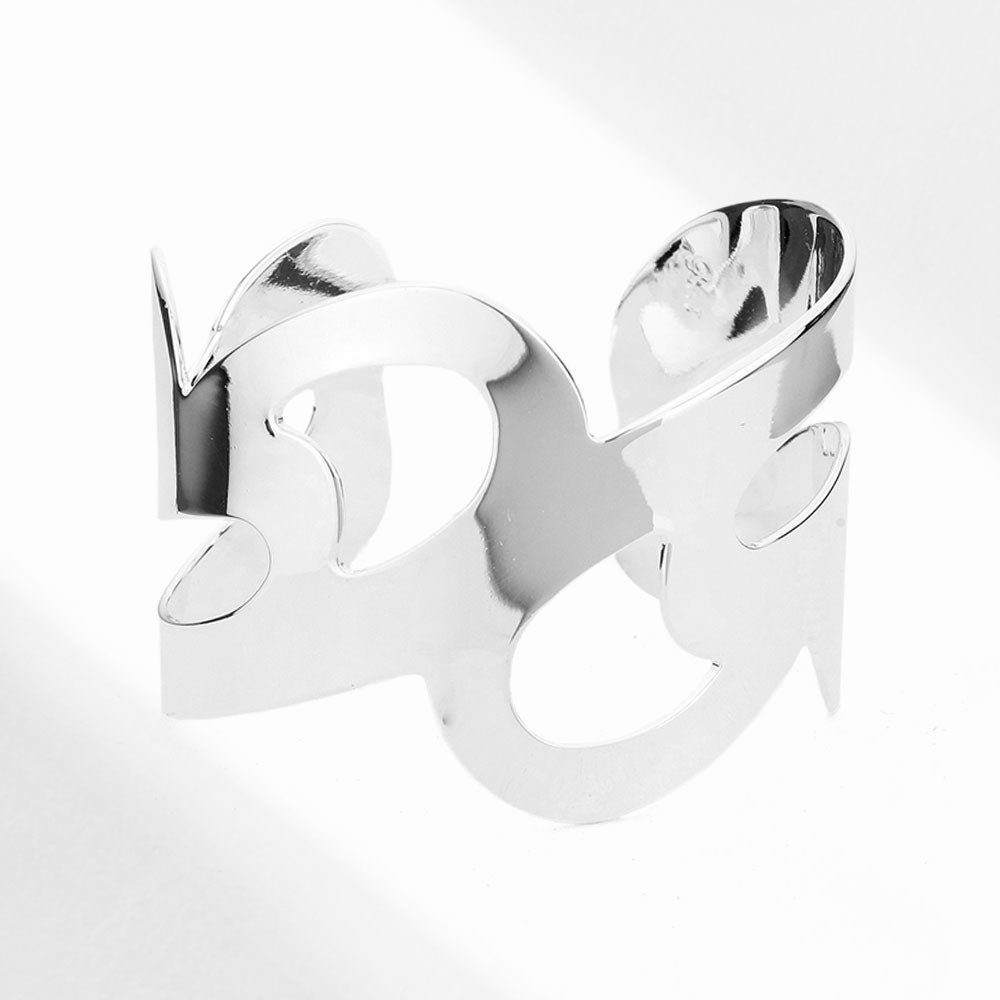 Madeline Love Rhodium Abstract Metal Cuff Bracelet - Bracelets