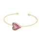 Madeline Love Gold, Pink CZ Stone Paved Heart Pointed Cuff Bracelet - Hair Accessories - desc