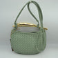 Woven Pattern Crossbody Bag with Metallic Handle - Mint - Crossbody Bags