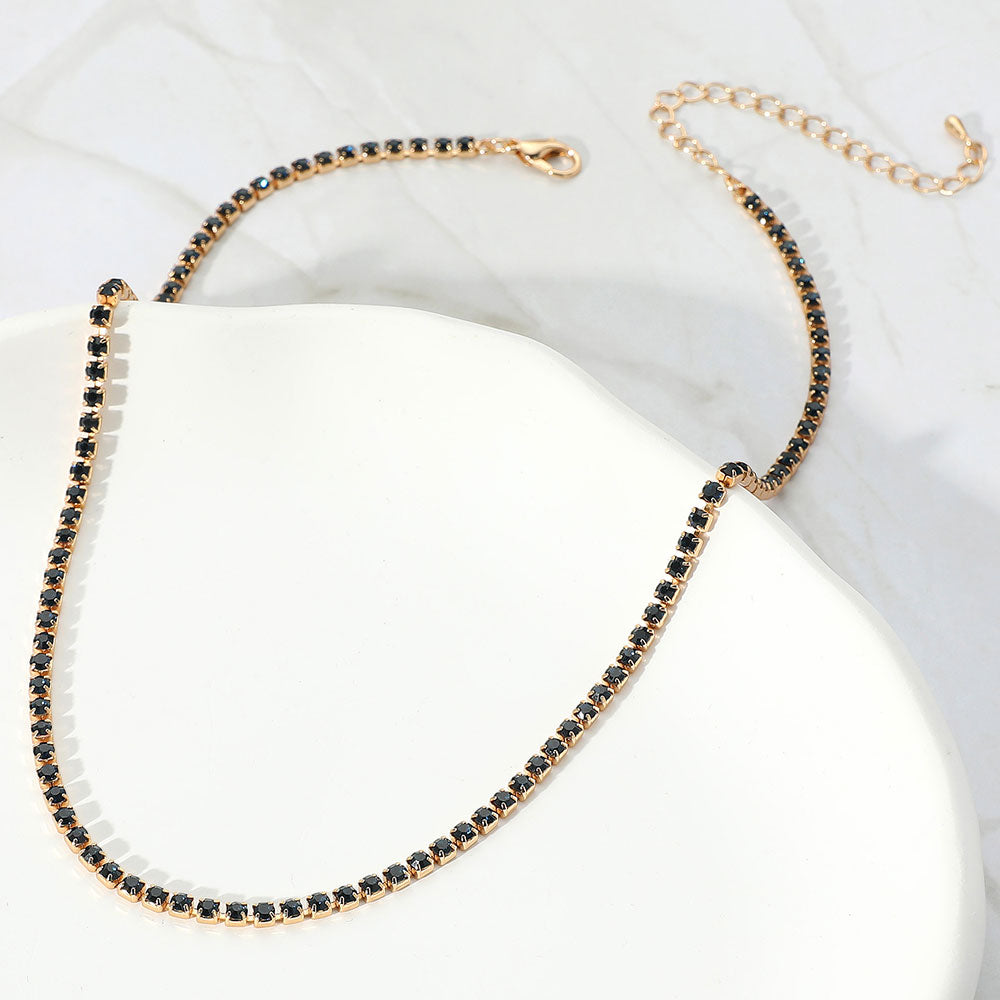 Madeline Love Gold, Montana Blue Rhinestone Pave Choker Necklace - Necklaces