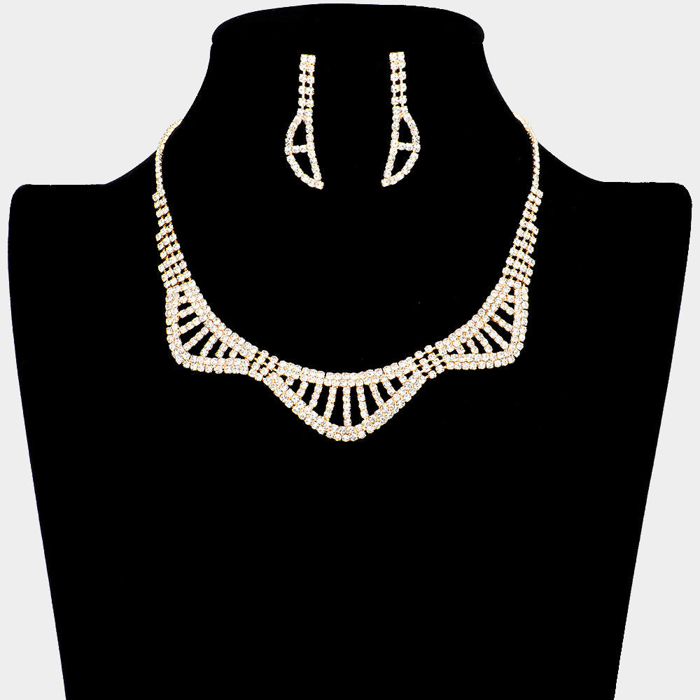 Madeline Love Gold Rhinestone Pave Evening Choker Necklace