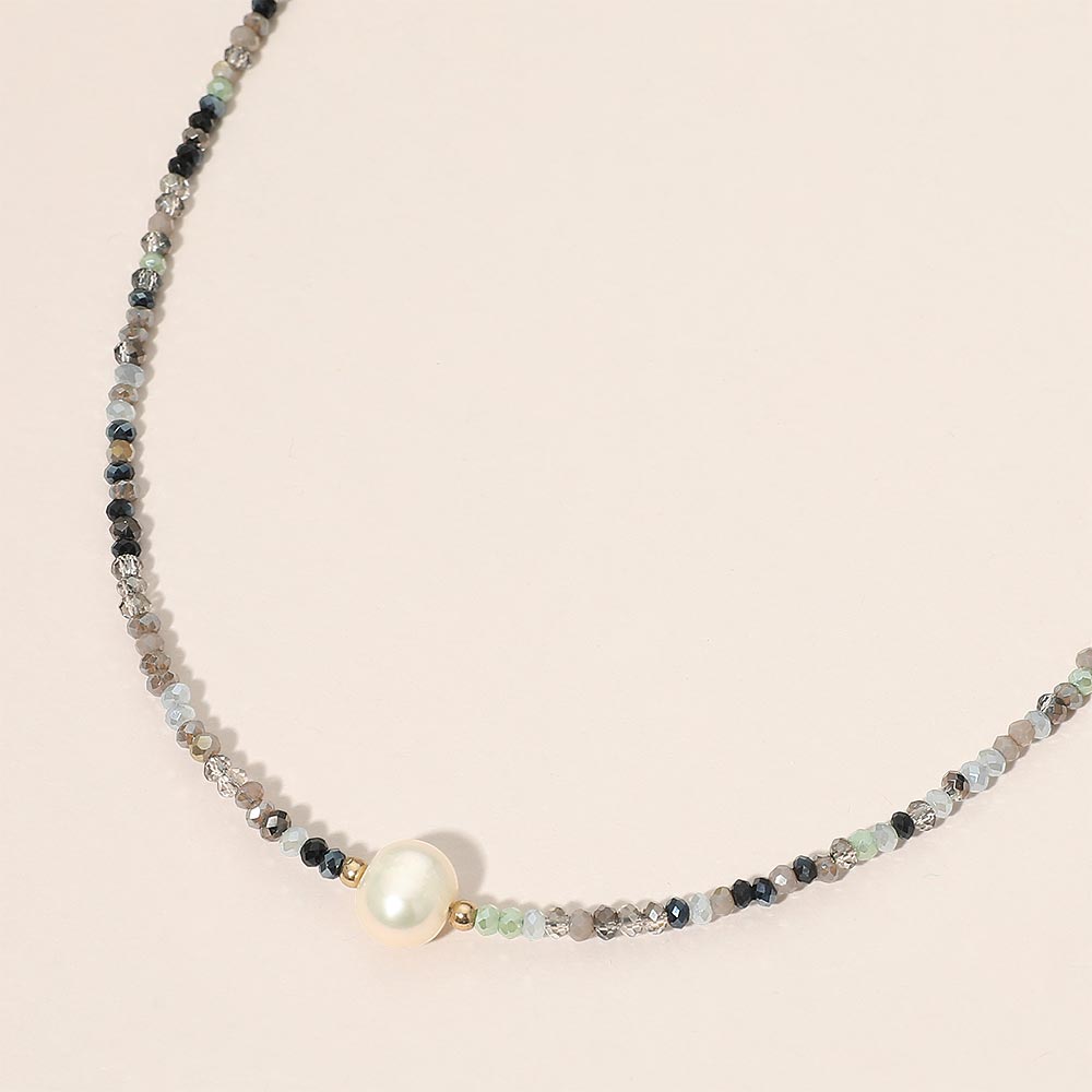 Madeline Love Black, Gold Pearl Accent Seed Beaded Choker Nedcklace - Necklaces