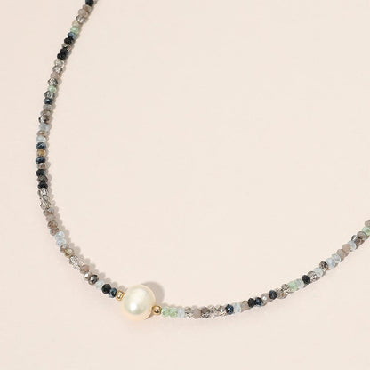 Madeline Love Black, Gold Pearl Accent Seed Beaded Choker Nedcklace - Necklaces