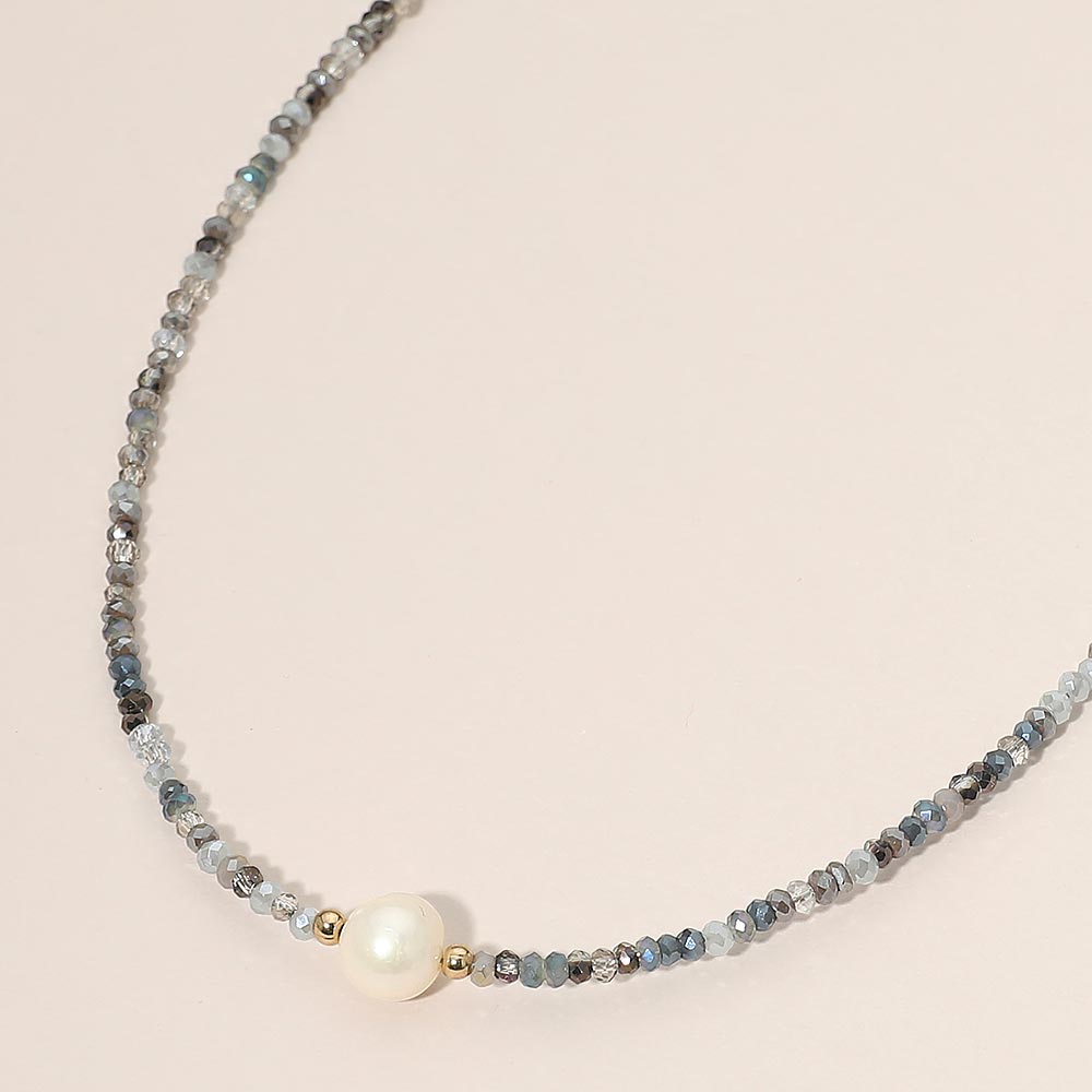 Madeline Love Gold, Gray Pearl Accent Seed Beaded Choker Nedcklace - Necklaces