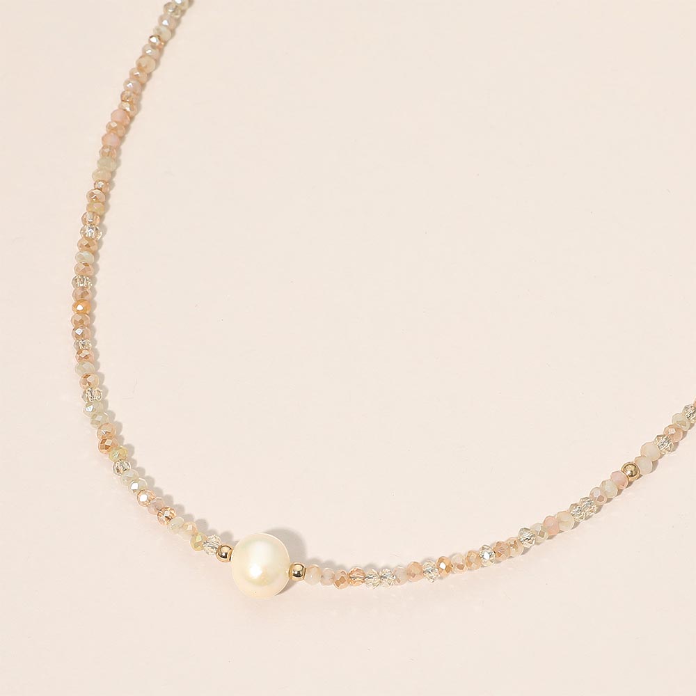 Madeline Love Gold, Pink Pearl Accent Seed Beaded Choker Nedcklace - Necklaces
