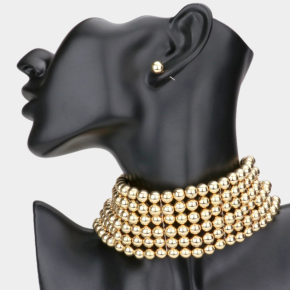 Madeline Love Gold Metal Ball Link Choker Necklace - Necklaces