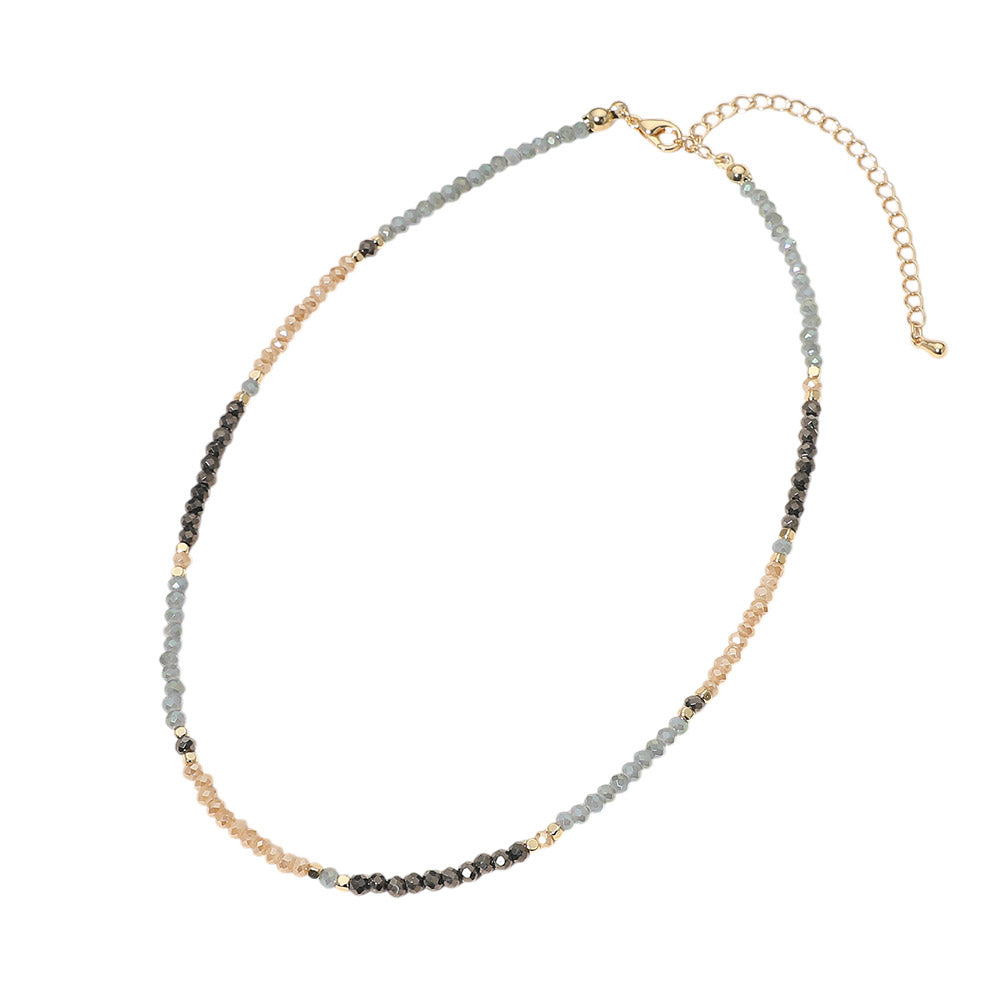 Madeline Love Champagne, Gold Faceted Beaded Choker Necklace - Necklaces - extra