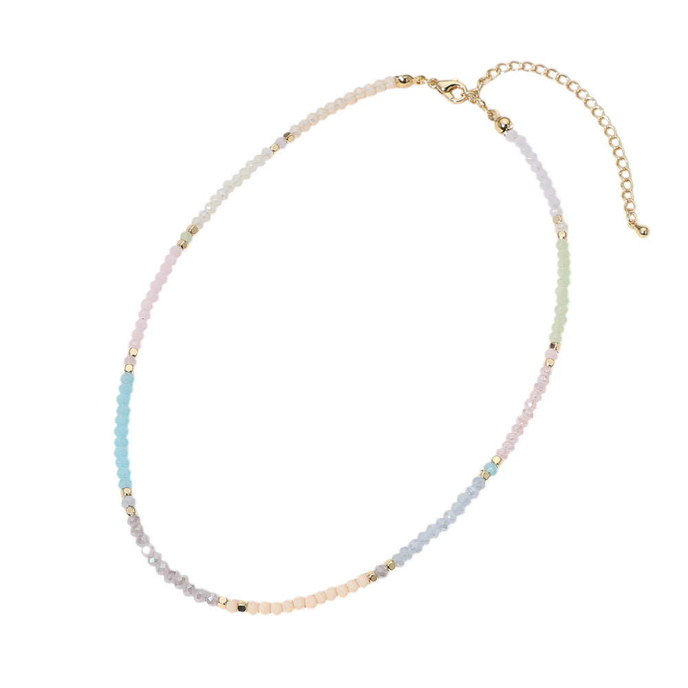 Madeline Love Gold, Multi Faceted Beaded Choker Necklace - Necklaces - extra
