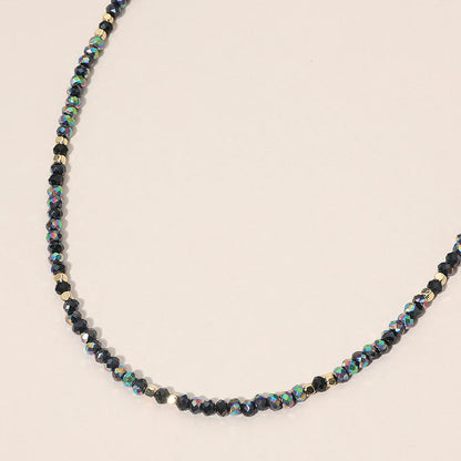 Madeline Love Gold, Patina Verdigris Faceted Beaded Choker Necklace - Necklaces