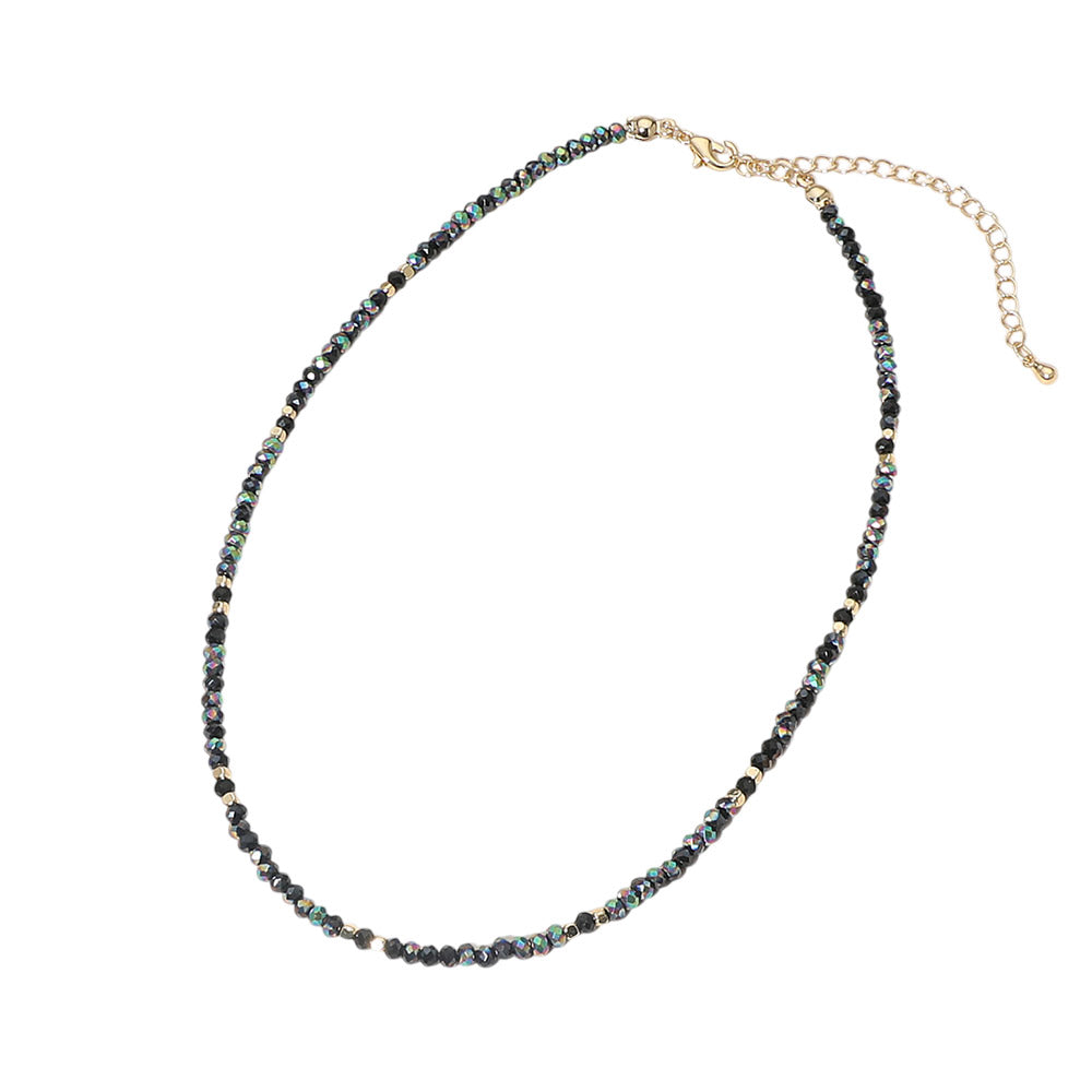 Madeline Love Gold, Patina Verdigris Faceted Beaded Choker Necklace - Necklaces - extra