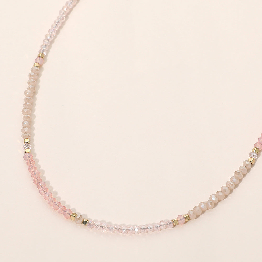 Madeline Love Gold, Pink Faceted Beaded Choker Necklace