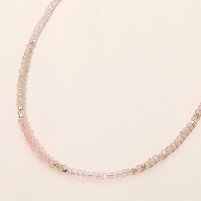 Madeline Love Gold, Pink Faceted Beaded Choker Necklace