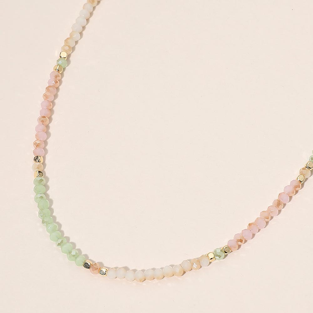 Madeline Love Gold, Light, Multi Faceted Beaded Choker Necklace - Necklaces