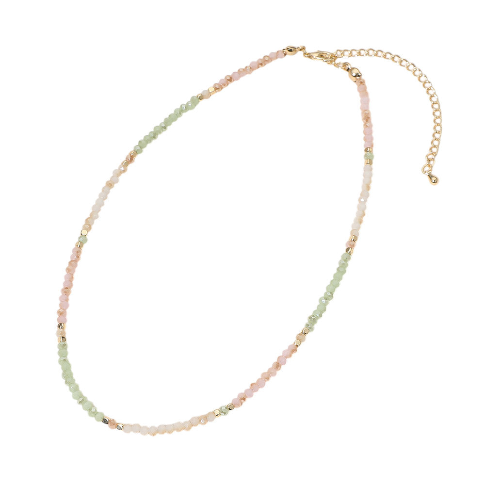 Madeline Love Gold, Light, Multi Faceted Beaded Choker Necklace - Necklaces - extra