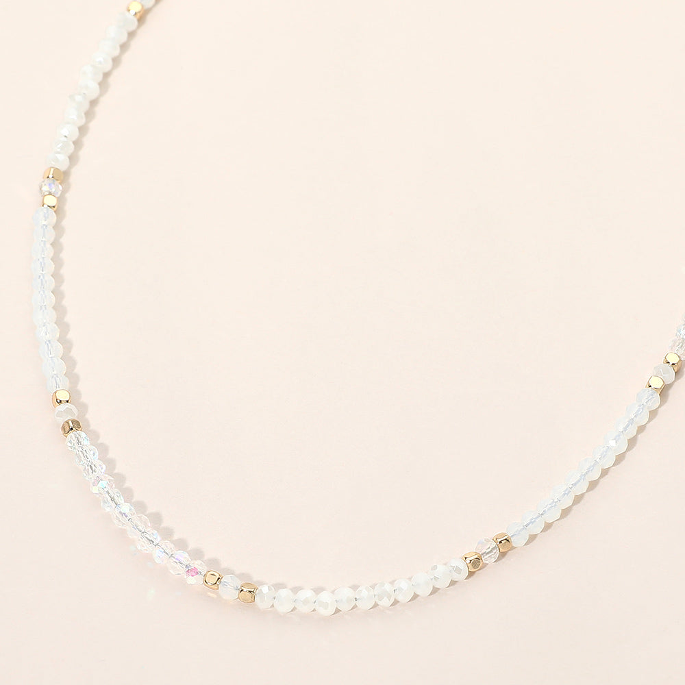 Madeline Love Gold, White Faceted Beaded Choker Necklace