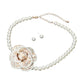 Madeline Love Gold, Neutral Flower Accent Pearl Beaded Choker Necklace - Necklaces - extra