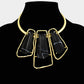 Madeline Love Black, Gold Bold Geometric Triple Stone Accent Choker Necklace - Necklaces - extra