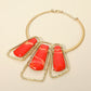 Madeline Love Coral, Gold Bold Geometric Triple Stone Accent Choker Necklace - Necklaces