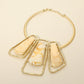 Madeline Love Gold, Ivory Bold Geometric Triple Stone Accent Choker Necklace - Necklaces
