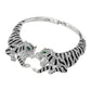 Madeline Love Clear, Silver Bold Rhinestone Embellished Tiger Hinged Choker Necklace - Necklaces - desc
